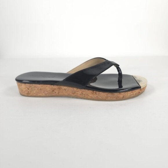 JIMMY CHOO Black Pence PATENT LEATHER Cork Thong MADE IN SPAIN 🇪🇸 Sandal 36 - Picture 9 of 12